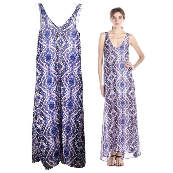 Show Me Your Mumu‎ Kiersten Purple Blue Haze Maxi Dress Size M V-Neck Hi-Lo Hem - Picture 7 of 16